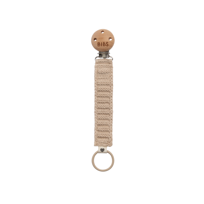 BIBS Cotton Knit Pacifier Clip | Vanilla