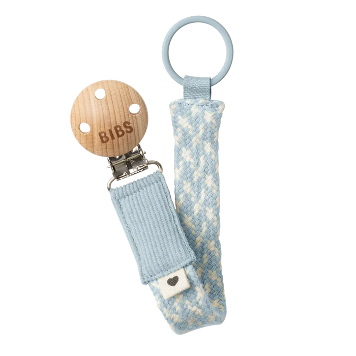 BIBS Pacifier Clip | Baby Blue & Ivory