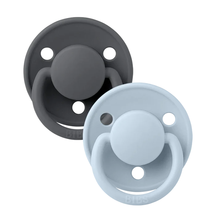 BIBS Round De Lux Silicone Dummies 2 Pack (ONE SIZE 0-3 Years)