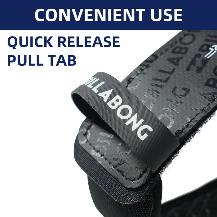Black strap with pull tab labeled 'Billabong' on a white background