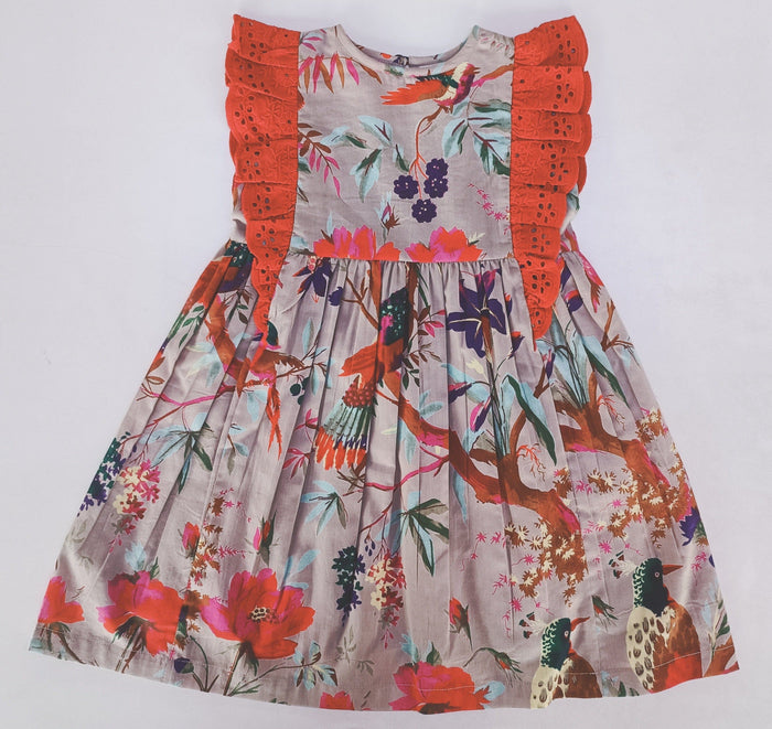Bird Print Flutter Sleeves Dress Dress Yo Baby India