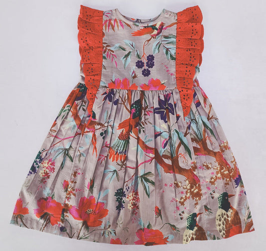 Bird Print Flutter Sleeves Dress Dress Yo Baby India