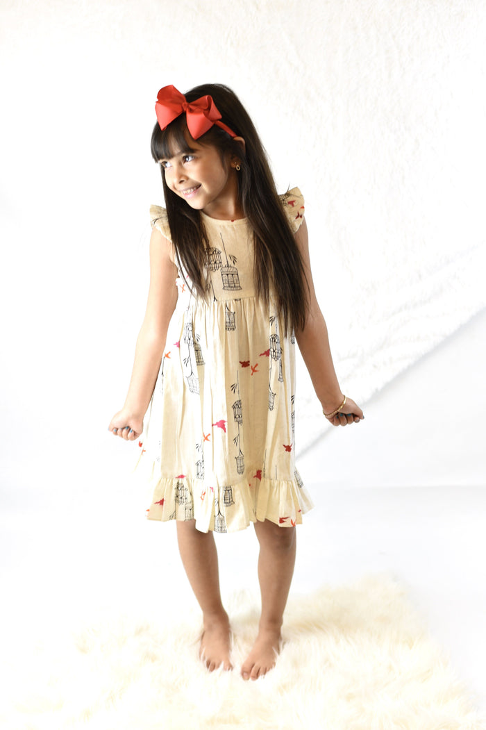 Birdcage Ruffle Sleeve Dress Dress Yo Baby Wholesale