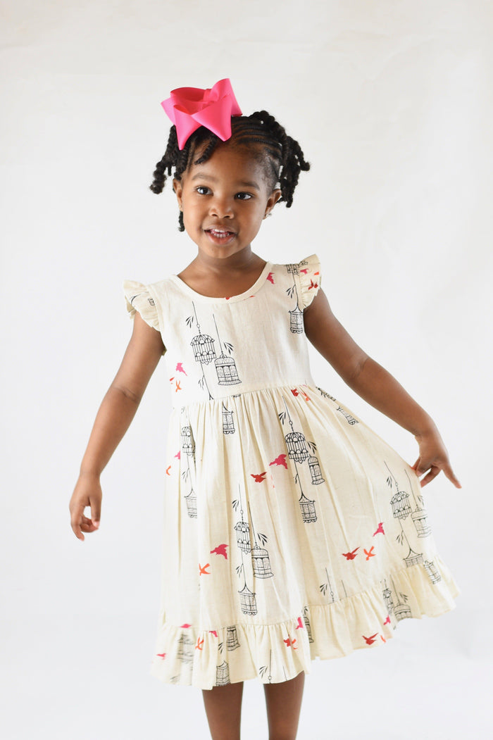 Birdcage Ruffle Sleeve Dress Dress Yo Baby Wholesale