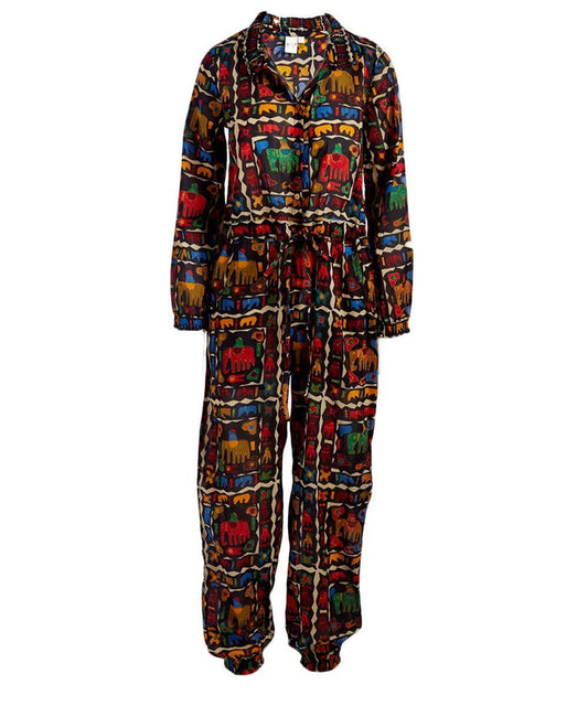 Black Abstract Animals Print Jumpsuit Dress Yo Baby Wholesale