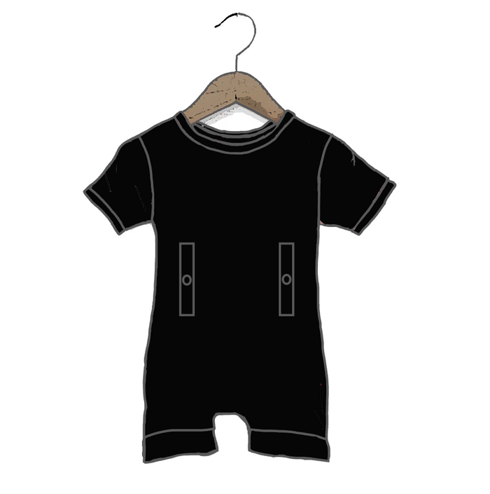 Black Adaptive Tube Access Shorty Romper