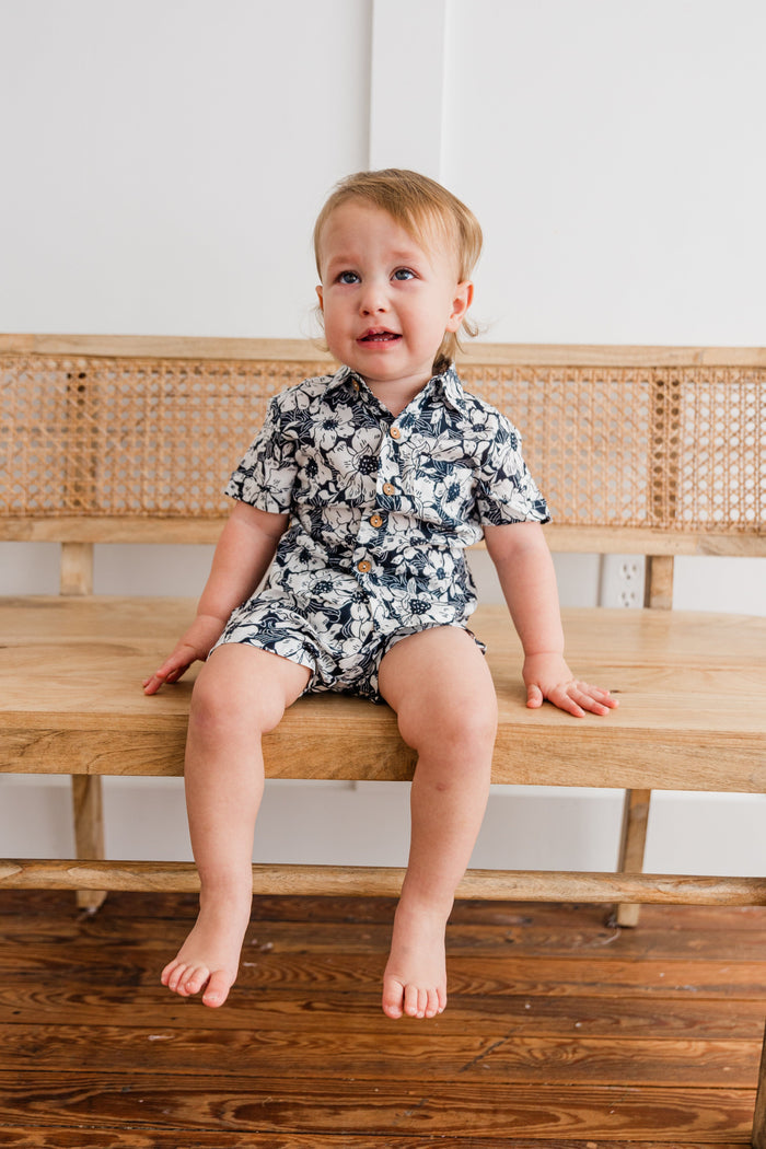 Black Floral Printed Boys Shirt & Shorts Set Dress Yo Baby India