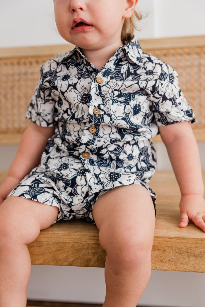 Black Floral Printed Boys Shirt & Shorts Set Dress Yo Baby India
