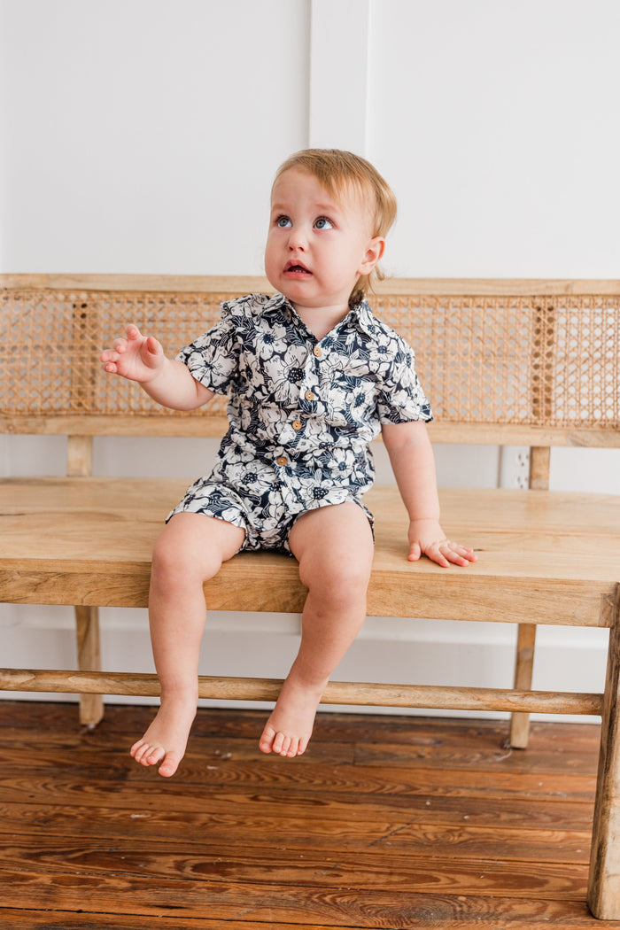 Black Floral Printed Boys Shirt & Shorts Set Dress Yo Baby India