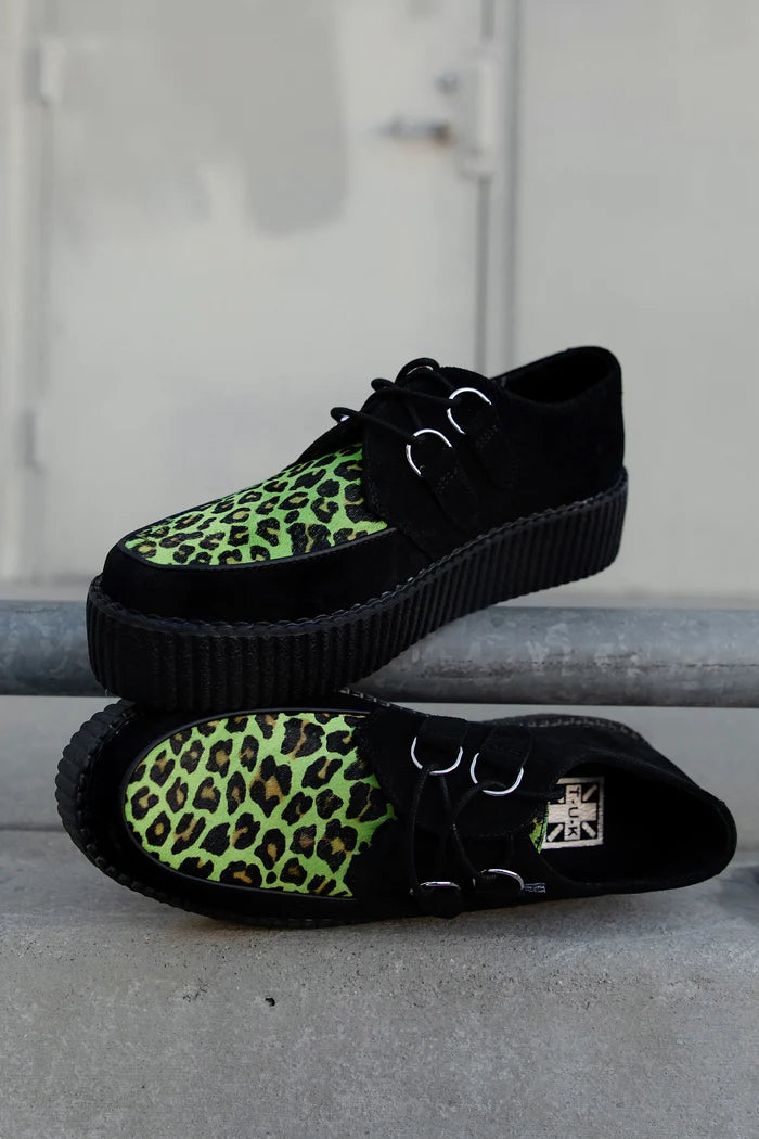 Black & Green Leopard Suede Mondo Creeper
