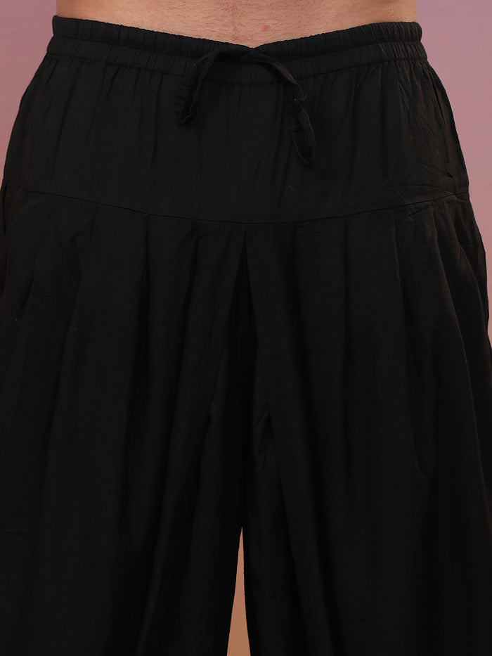 Black Jacquard Sherwani Dhoti Dupatta Set