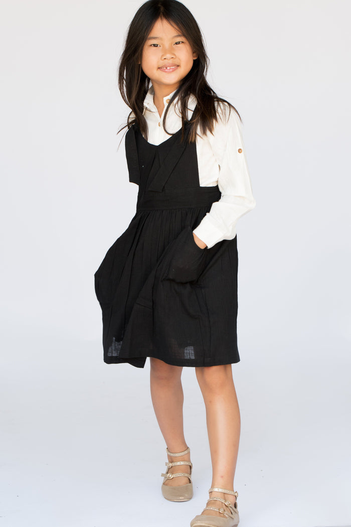 Black Overall Dress & Shirt Two Piece Set 2-pc. set Yo Baby Wholesale