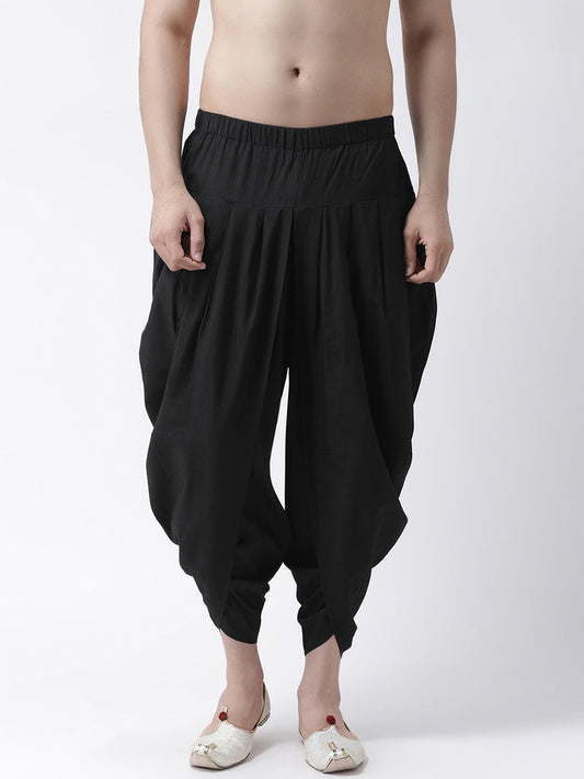 Black Solid Elasticated Dhoti