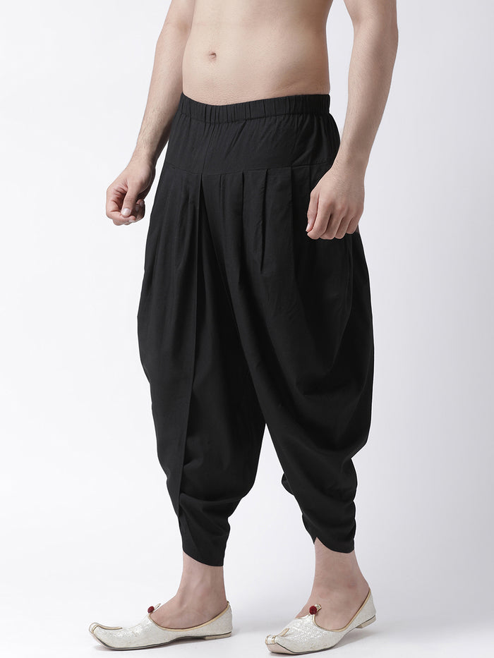 Black Solid Elasticated Dhoti