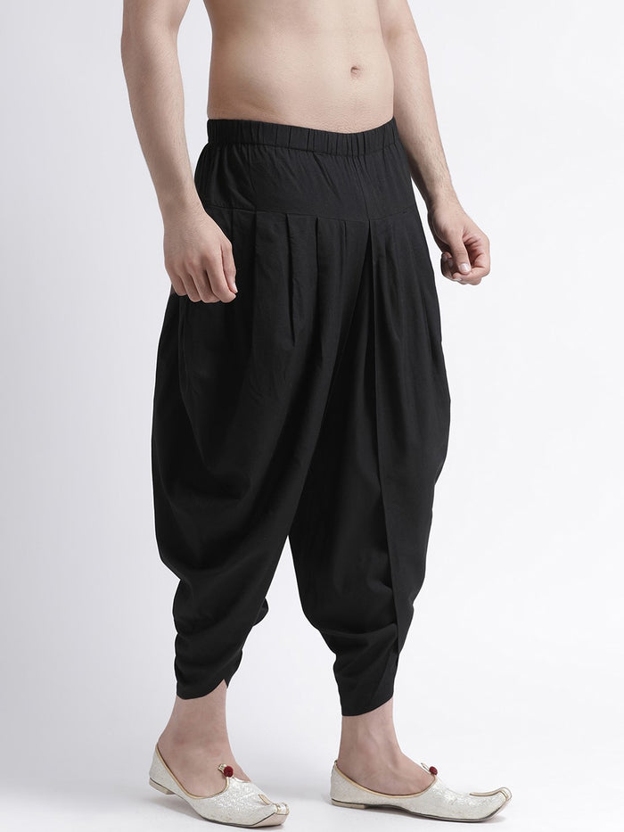 Black Solid Elasticated Dhoti