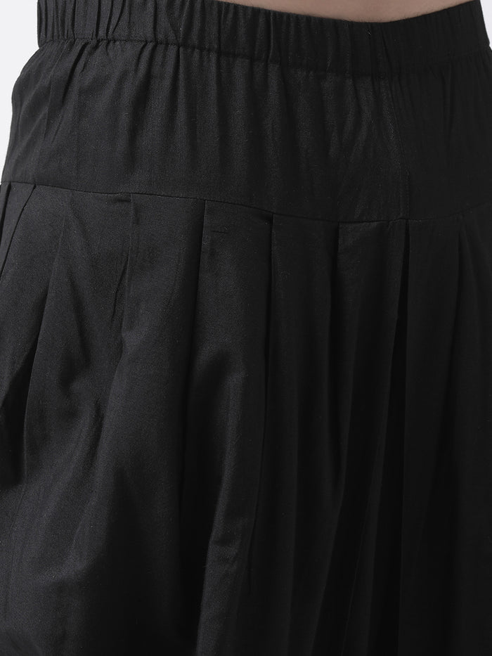 Black Solid Elasticated Dhoti