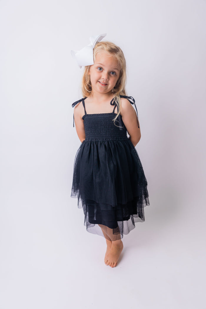 Black Tulle Solid Color Ruffle Dress Dress Yo Baby India