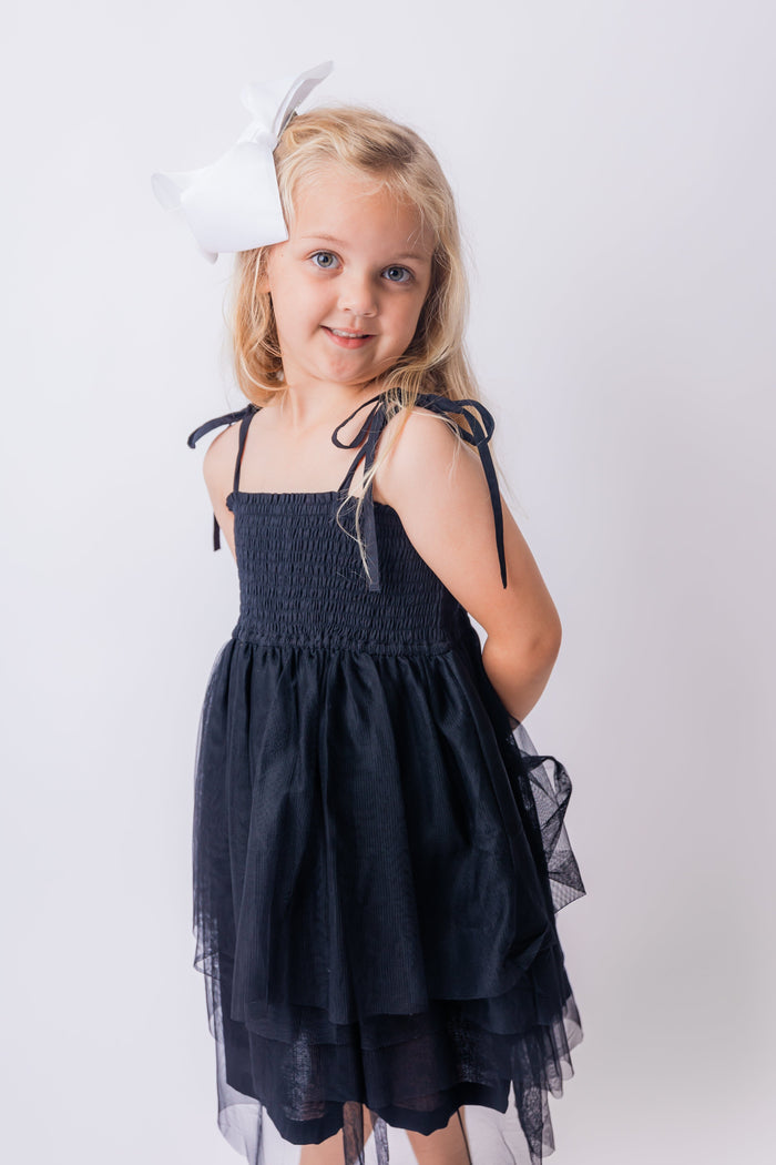 Black Tulle Solid Color Ruffle Dress Dress Yo Baby India