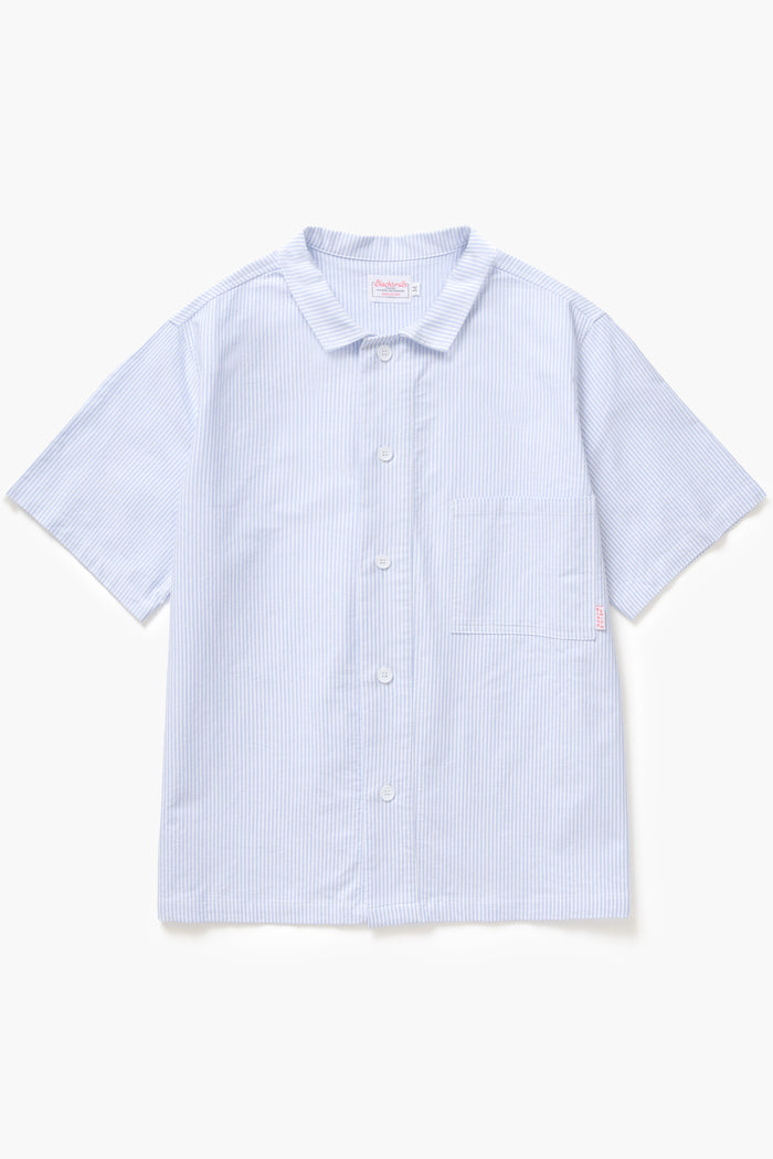 Blacksmith - 'Boxford' Short Sleeve Utility Shirt - Blue Stripe