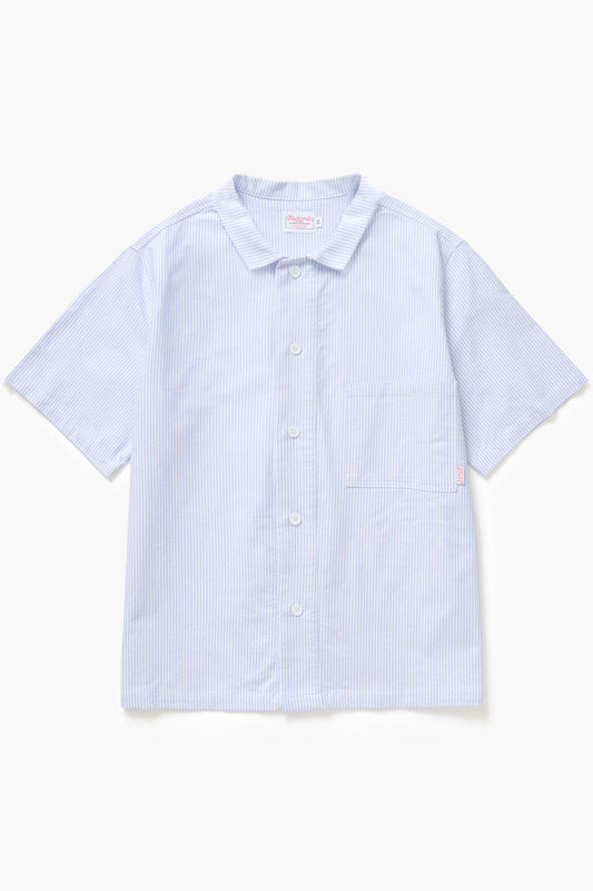 Blacksmith - 'Boxford' Short Sleeve Utility Shirt - Blue Stripe
