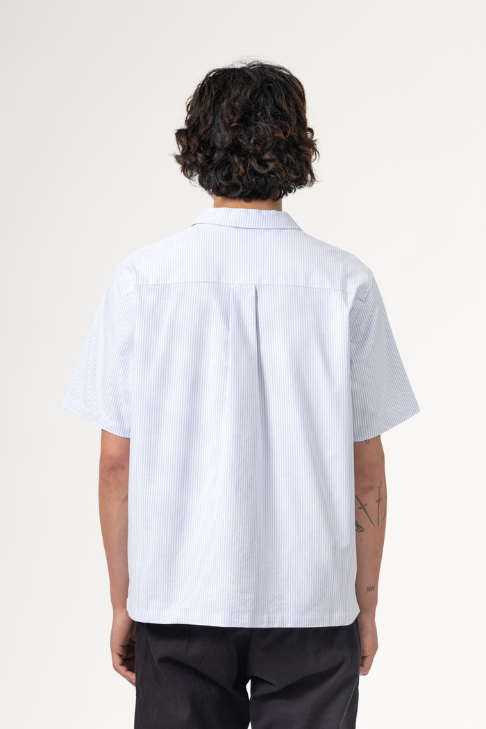 Blacksmith - 'Boxford' Short Sleeve Utility Shirt - Blue Stripe