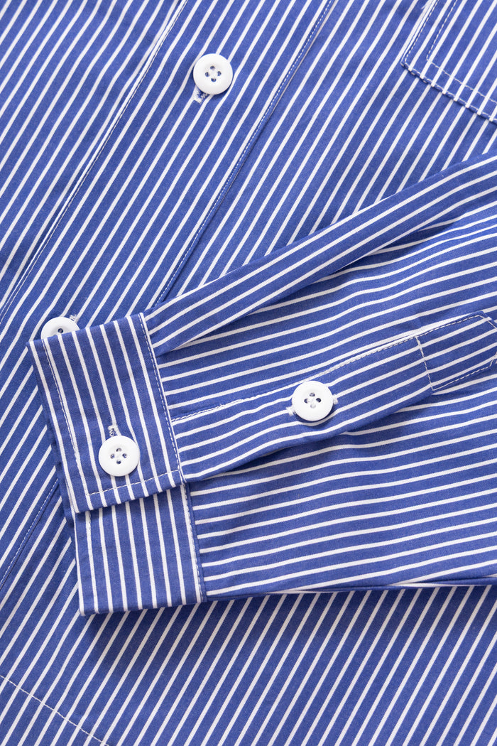 Blacksmith - 'Boxford' Utility Shirt - Thick Blue Stripe