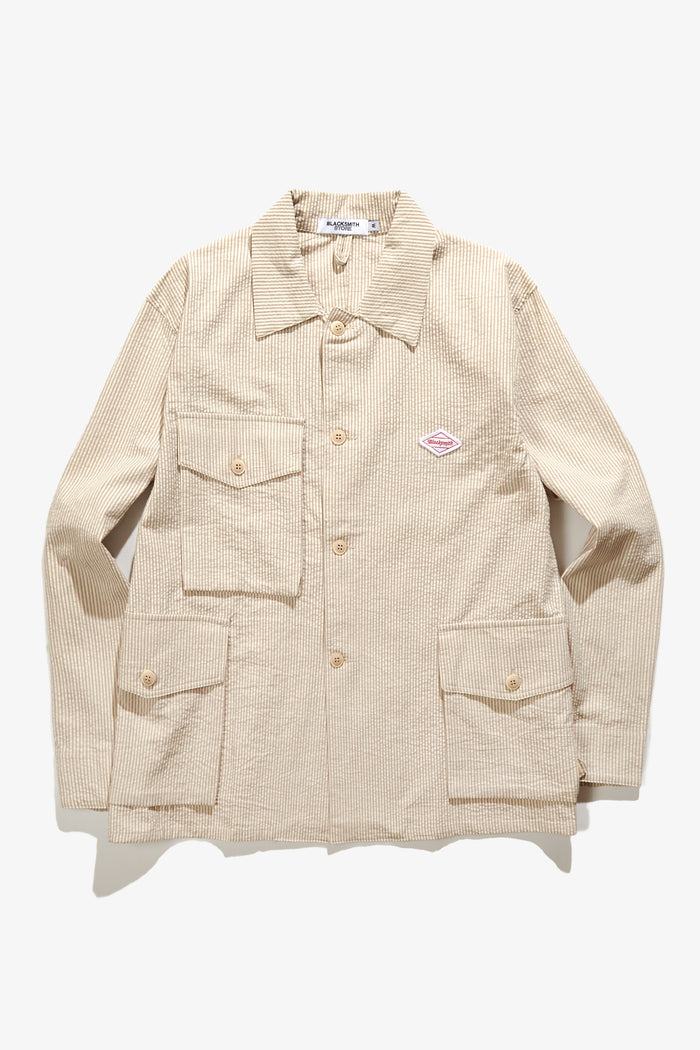 Blacksmith - Seersucker Chore Overshirt - Sand