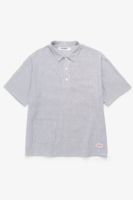 Blacksmith - Short Sleeved Popover Shirt - Black Seersucker