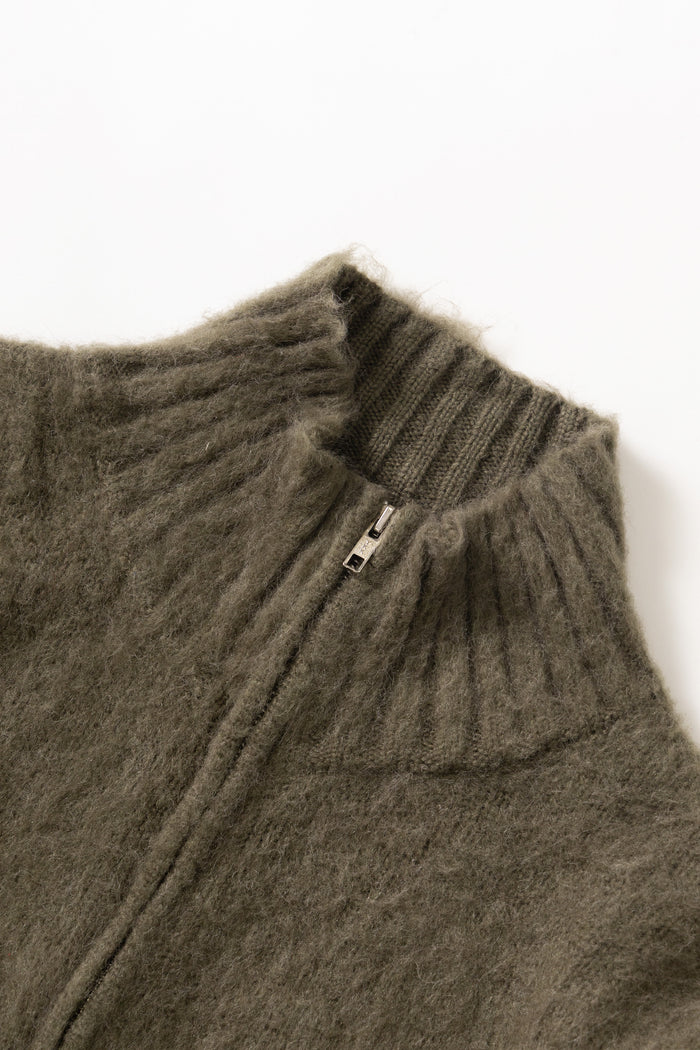 Blacksmith - Zip Mohair Cardigan - Olive