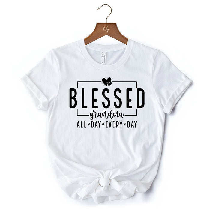 Blessed Grandma T-Shirt, All Day Every Day White and Black Tee for Faithful Grandmothers T-Shirts OrnamentallyYou