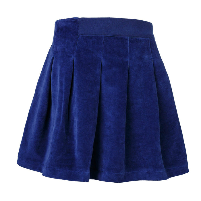 Girls petrol blue organic velvet skirt with subtle pleats