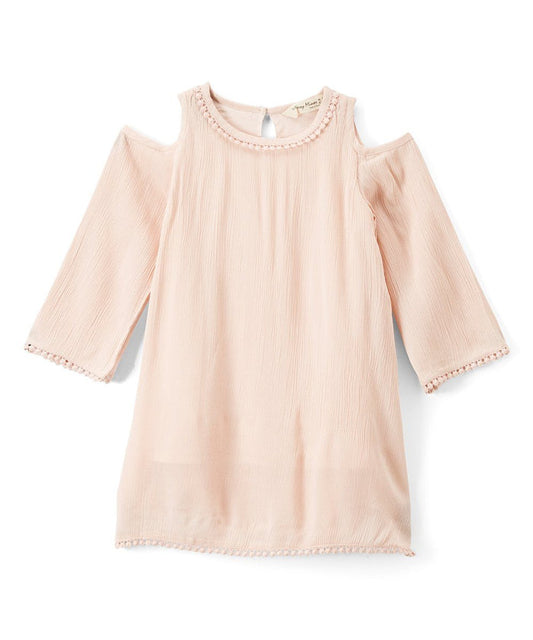 Blush Lace Detail Cold-Shoulder Dress Dress Yo Baby Wholesale