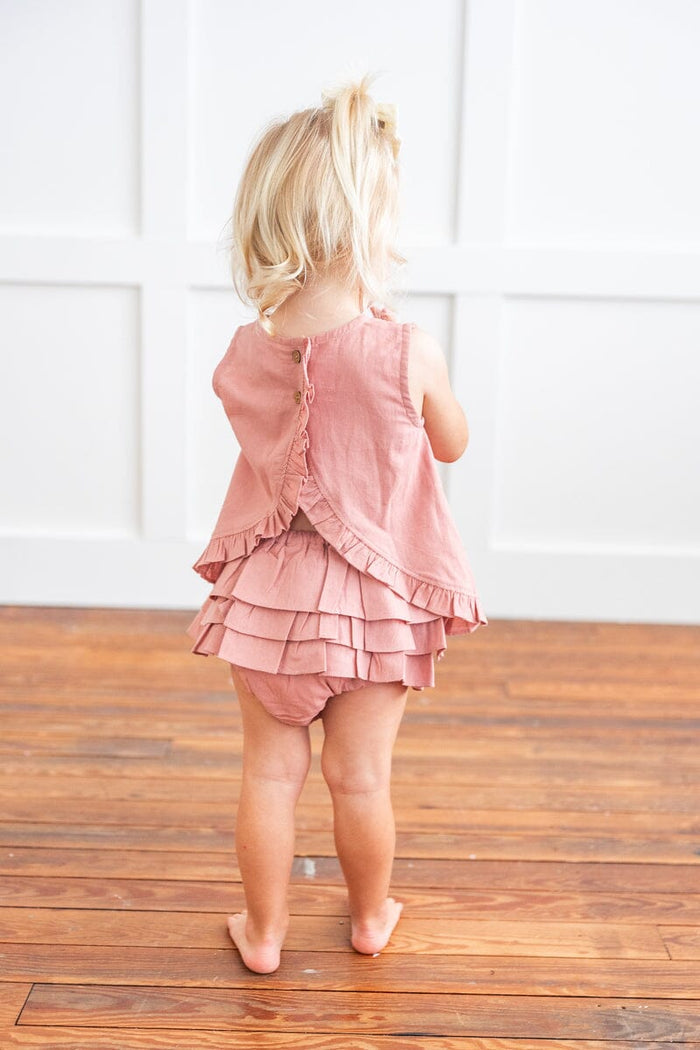 Blush Top With Ruffle Detail & Diaper Cover Set Top and bloomer 2-pc. set Yo Baby Wholesale