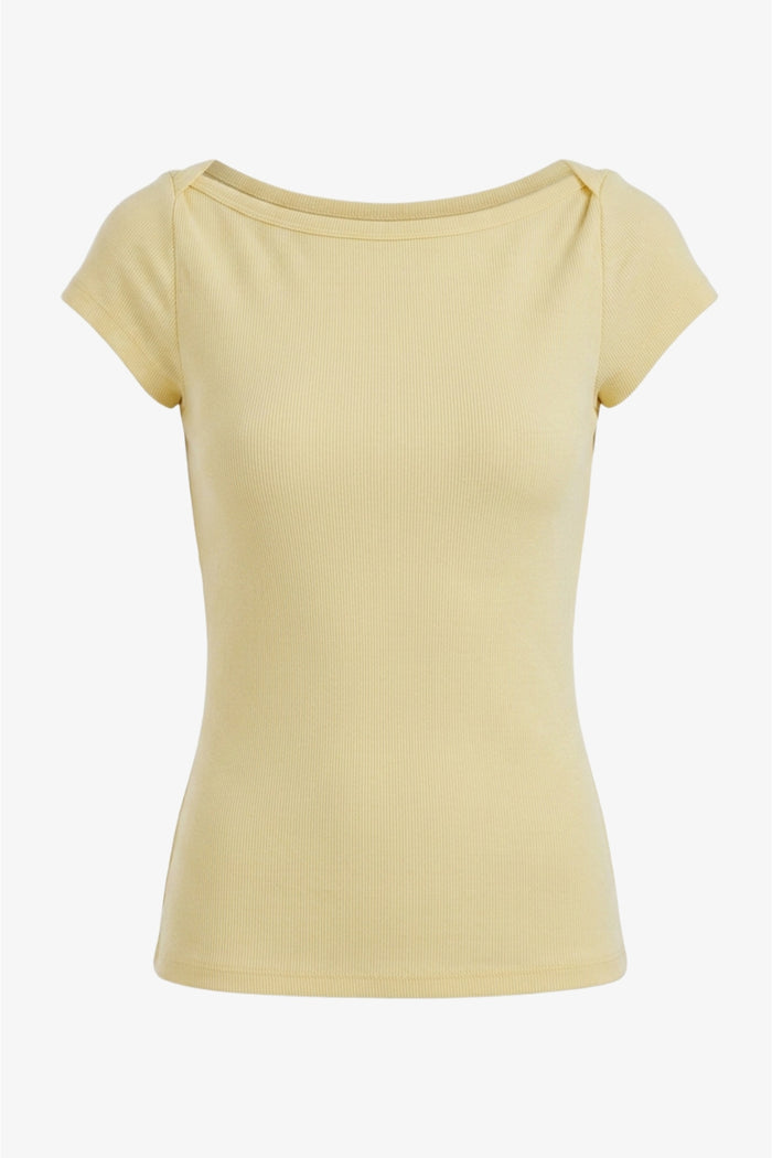 Boat-Neck Ribbed Top