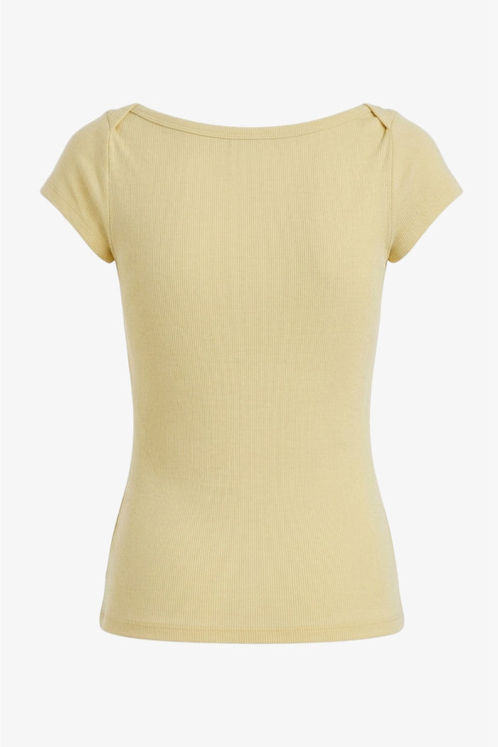 Boat-Neck Ribbed Top