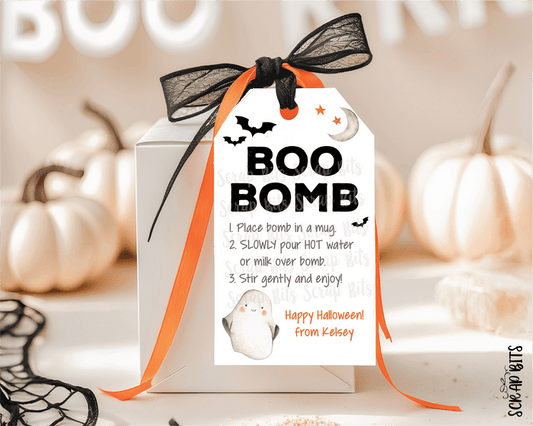 Boo Bomb Tags, Ghost Halloween Hot Chocolate Bomb Tags - Scrap Bits