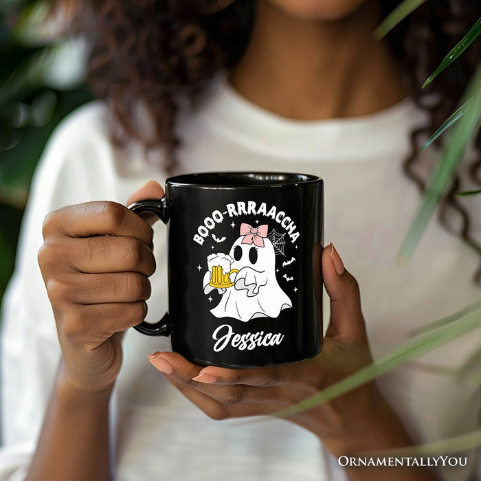 Boo-Rracha Halloween Ghost Personalized Mug, Funny Mexican Drunk Gift with Custom Name and Spooky Vibes Personalized Ceramic Mug OrnamentallyYou