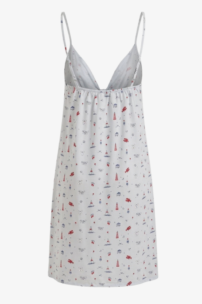 Bow-Neck Printed Nightgown