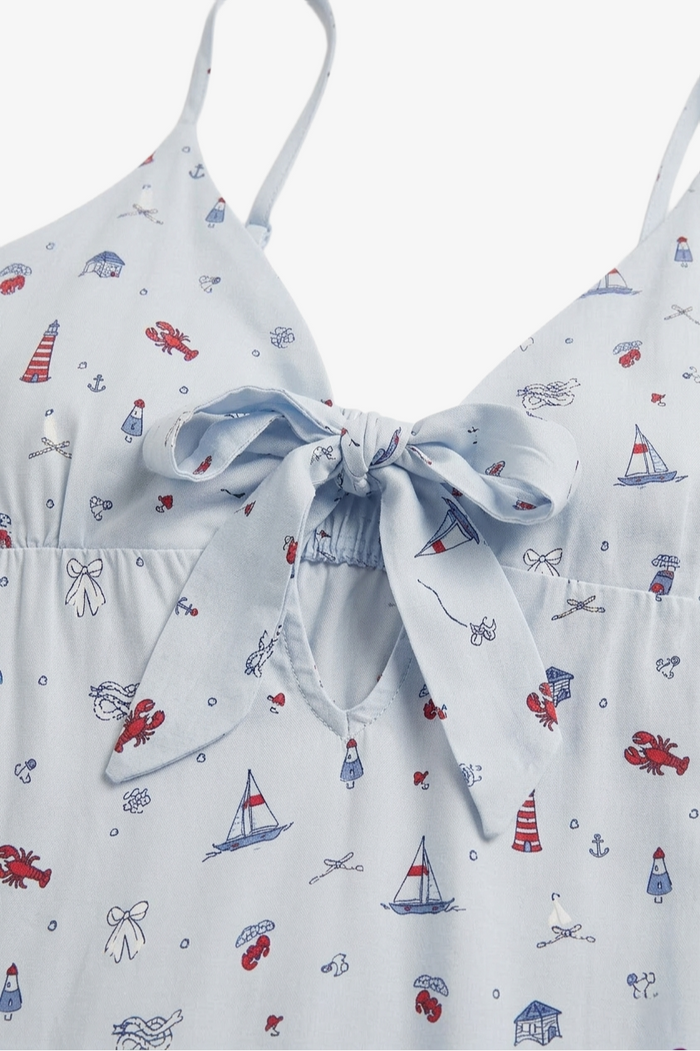 Bow-Neck Printed Nightgown