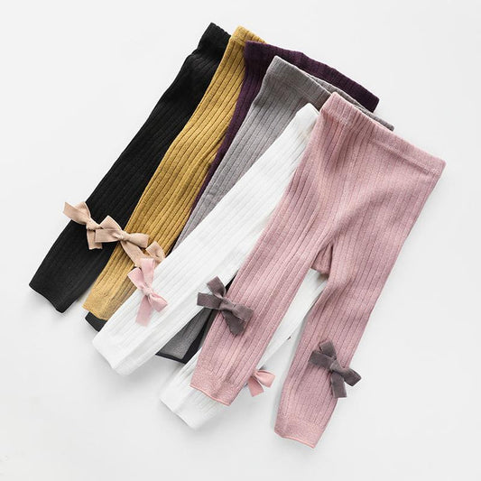 Bow Ribbed Solid Tights Yo Baby India