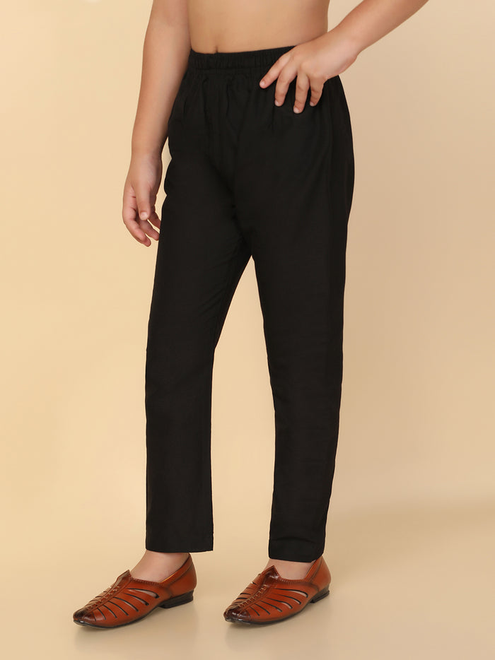 Boys Black Cotton Blend Pyjama