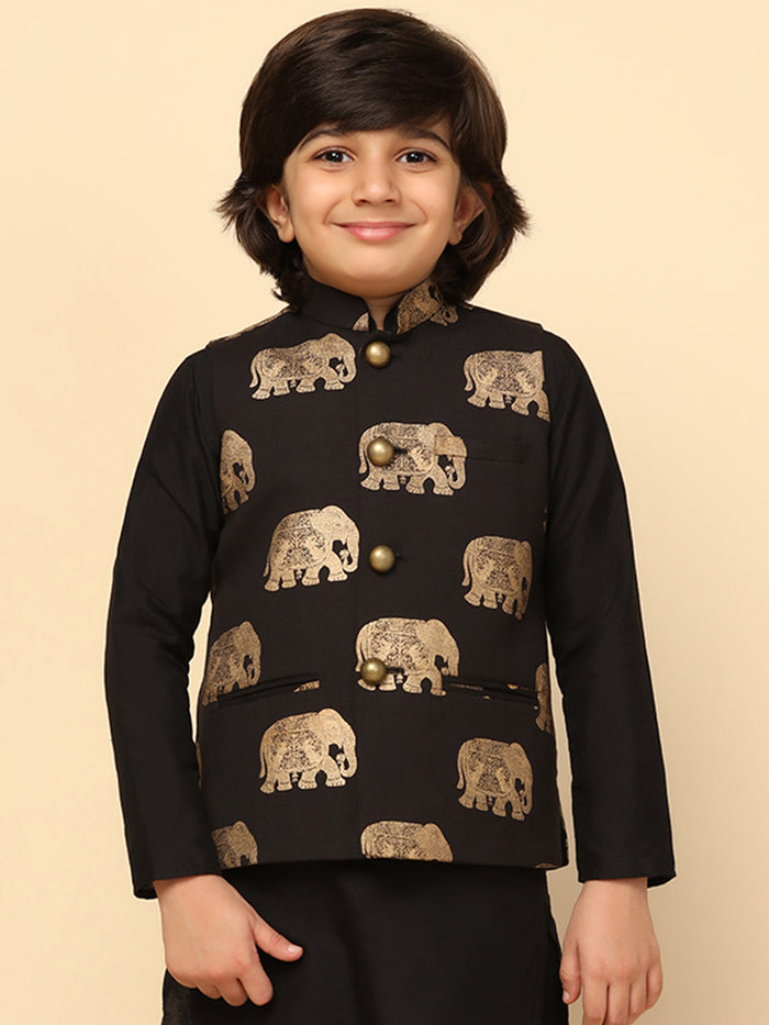 Boy's Black Foil Printed Jacket