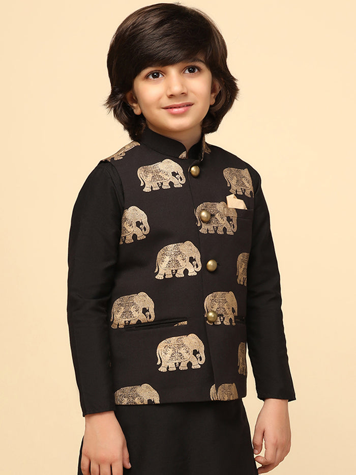 Boy's Black Foil Printed Jacket