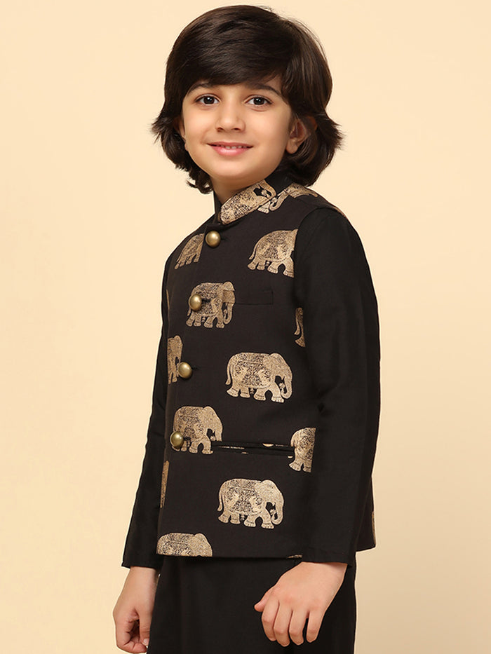 Boy's Black Foil Printed Jacket
