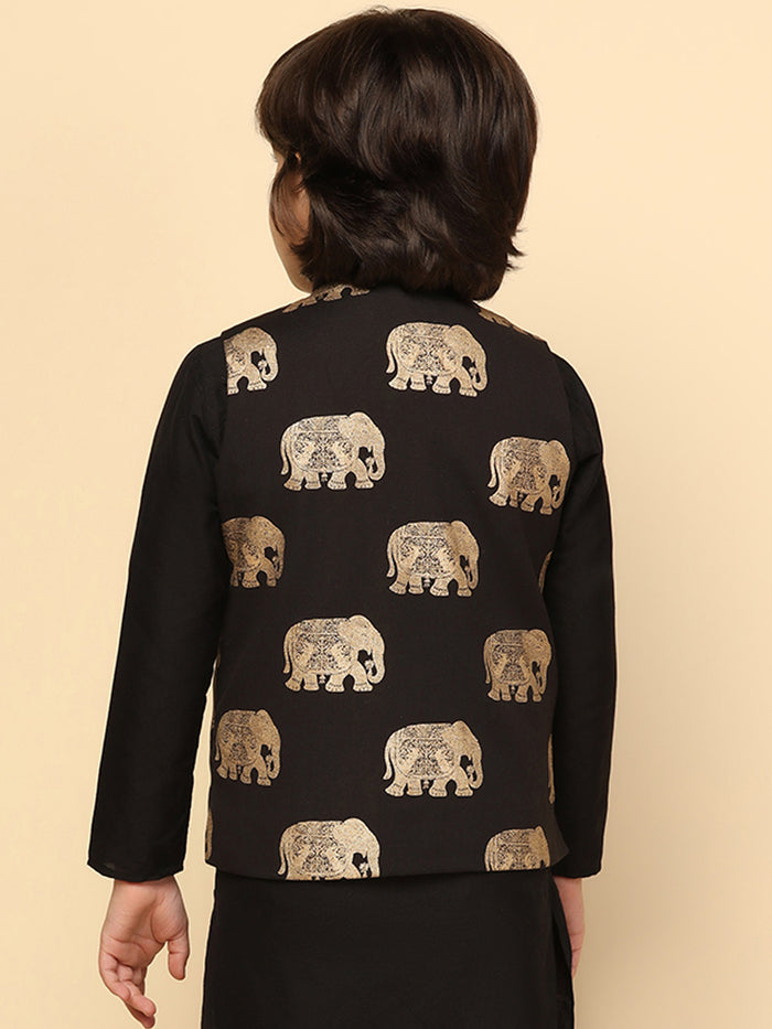 Boy's Black Foil Printed Jacket