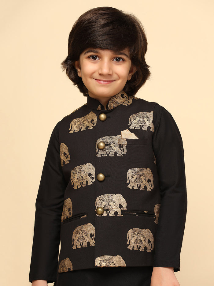 Boy's Black Foil Printed Jacket