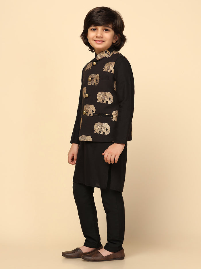 Boy's Black Foil Printed Jacket
