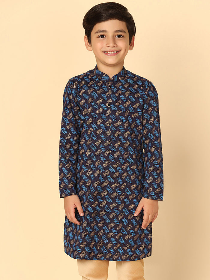 Boy's Blue Printed Kurta
