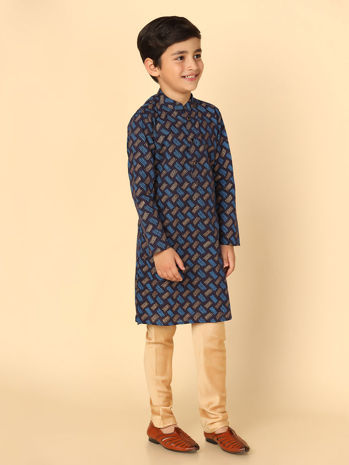 Boy's Blue Printed Kurta