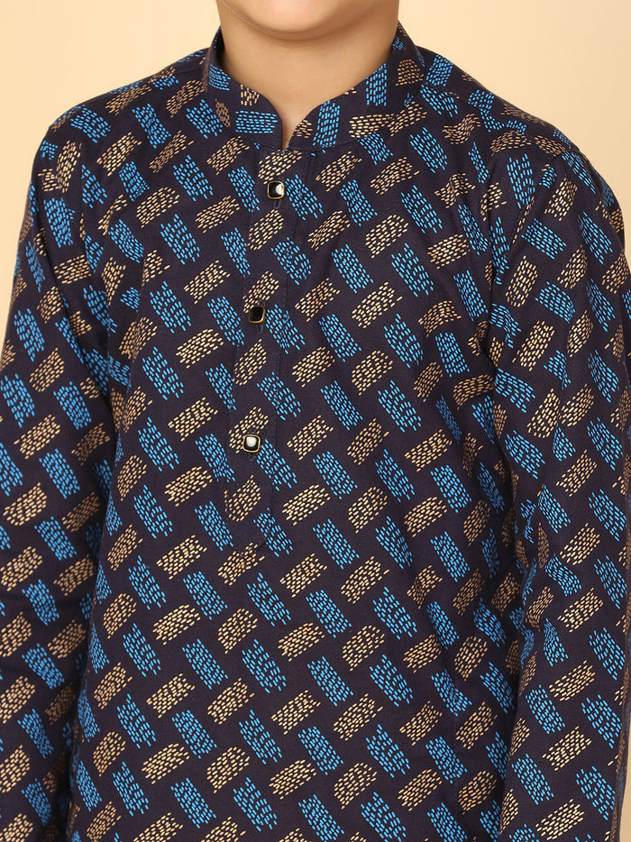 Boy's Blue Printed Kurta
